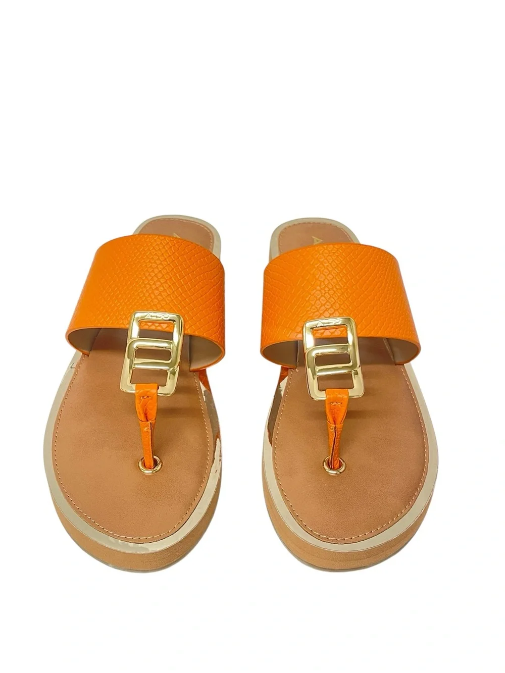 ALDO Women’s Orange Buckle Toe-Post Sandals (NWOT)